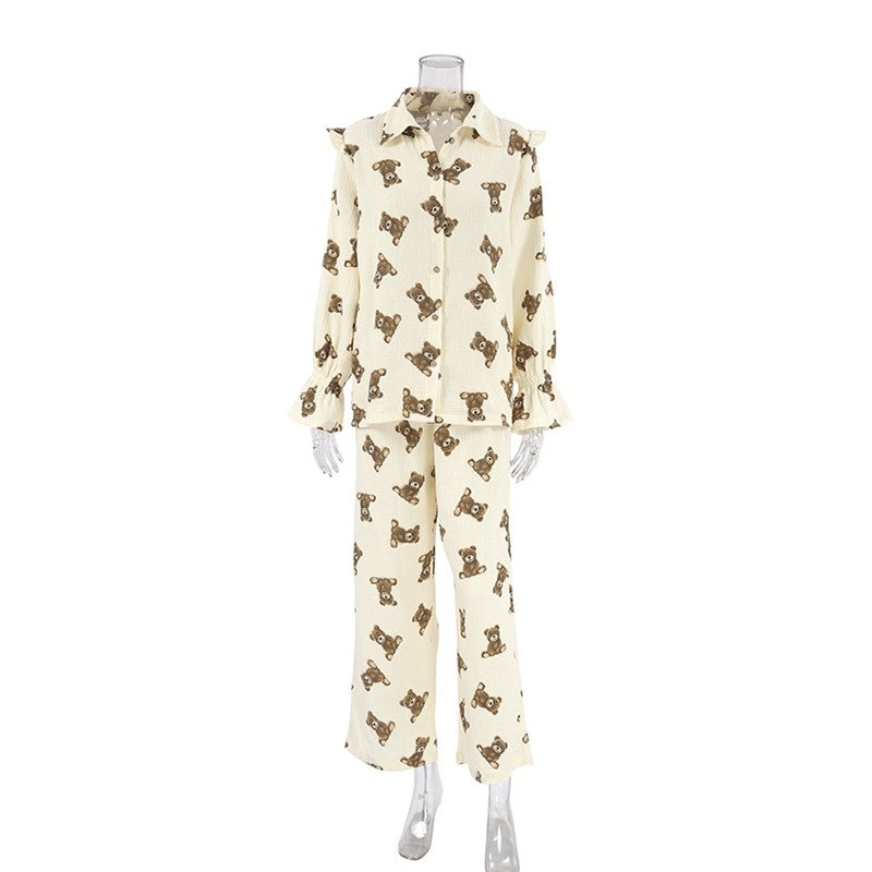 Relaxed Cotton Linen Long Sleeve Top and Pants Set