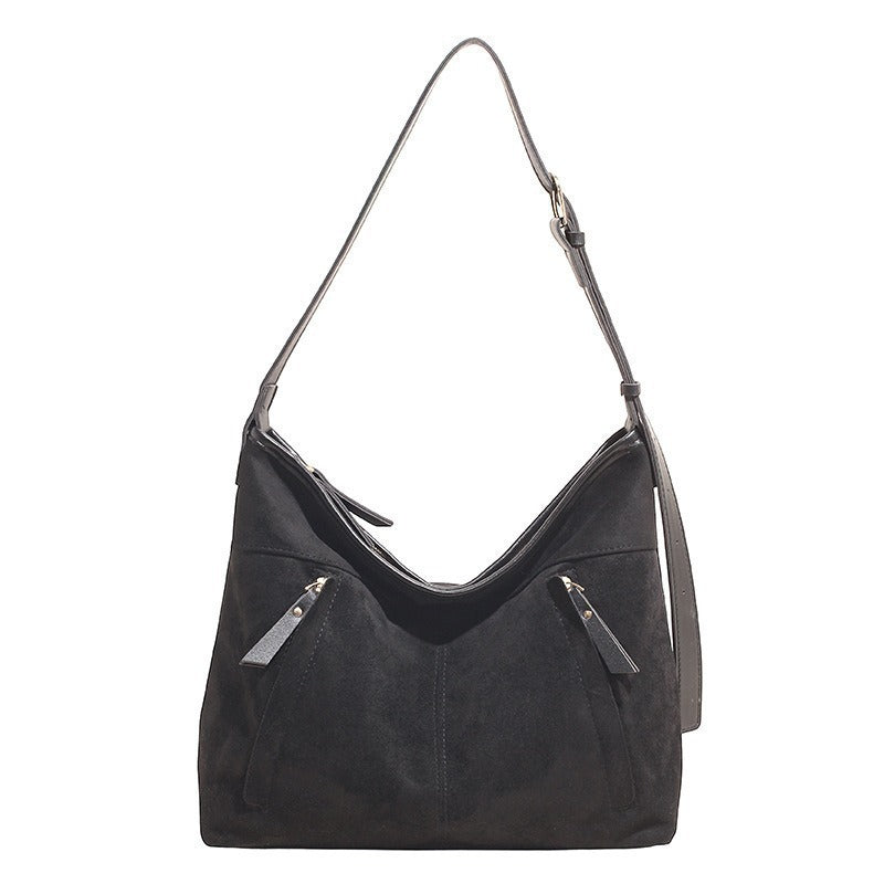 Large Capacity Women's Suede Bucket Bag – Winter Commuter Shoulder Bag