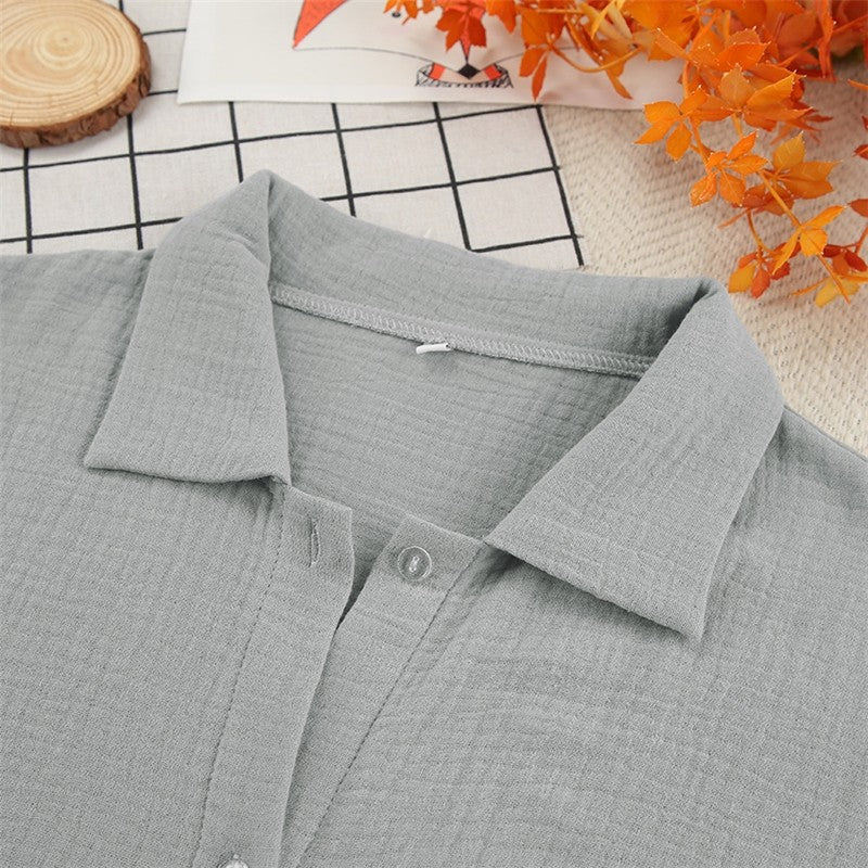 Casual Loose Long Sleeve Lapel Single Breasted Two-Piece Suit Set