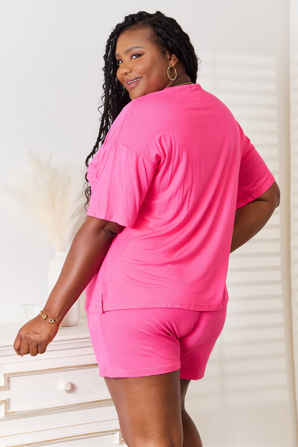 I am a Fashion Junky Full Size Soft Rayon Half Sleeve Top and Shorts Set