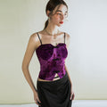 Sleek Embroidered Retro Vest with Spaghetti Straps