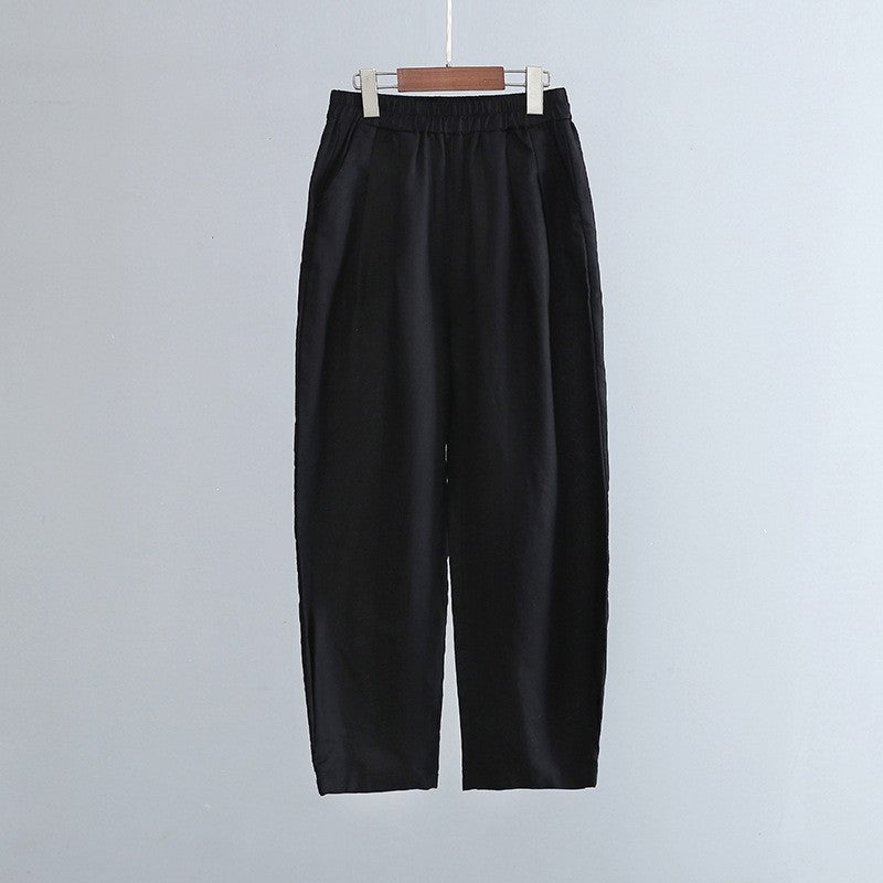 Relaxed Fit Monochrome Lantern Trousers for Versatile Styling