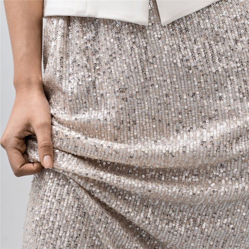 Sequin Embellished Vest and Maxi Skirt Ensemble
