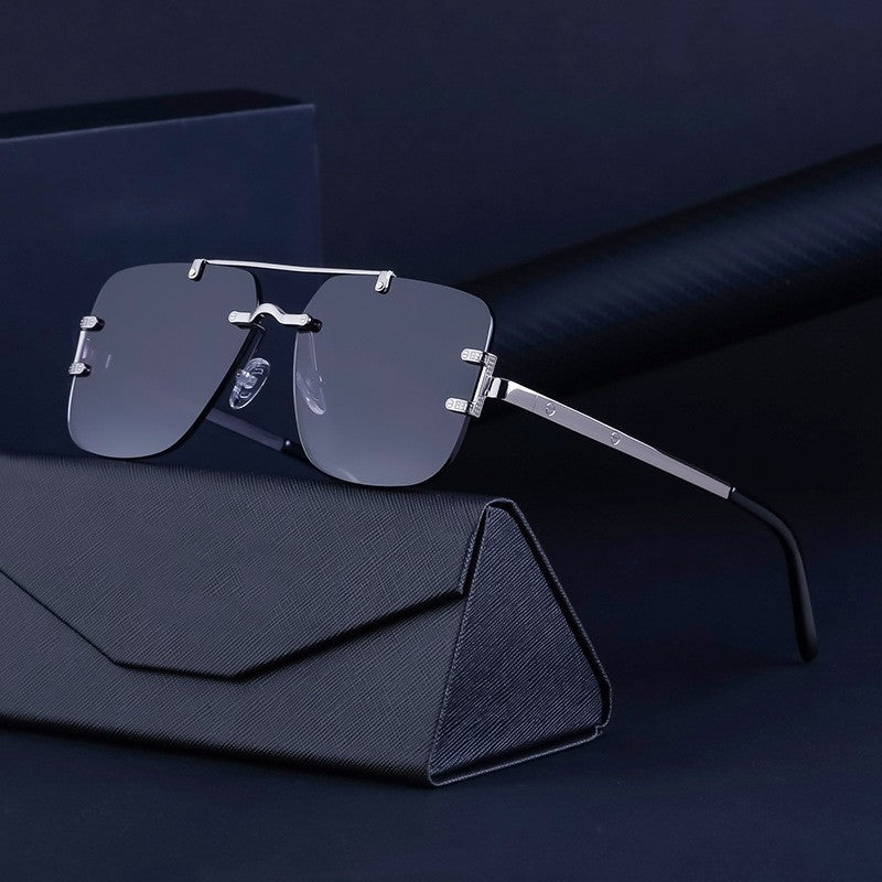 Stylish Rimless Metal Beam Sunglasses For Men