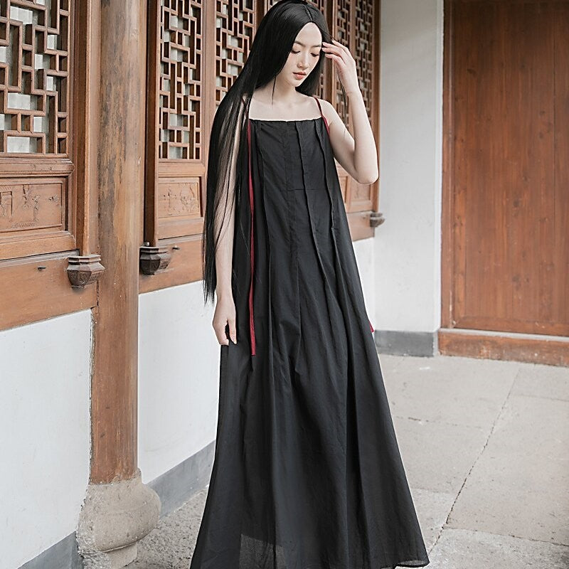 Flowy Solid Color Sling Dress