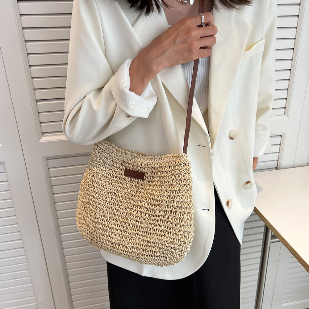 Women's Handwoven Straw Tote Bag | Beach Vacation Handbag | Woven Summer Tote