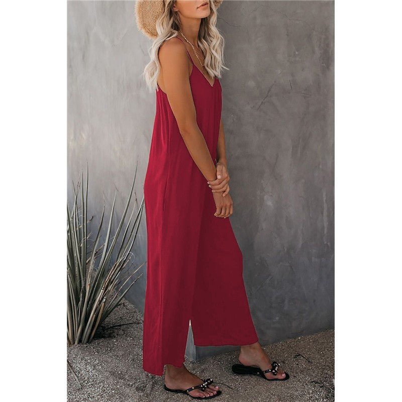 Spaghetti Strap Wide Leg Jumpsuit