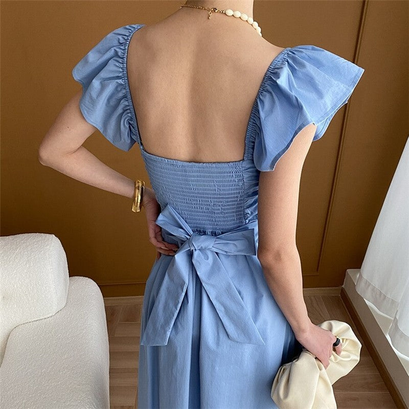 Square Neck Bell Sleeve Bodycon Dress