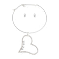 Silver Pearl Rhinestone Heart Choker