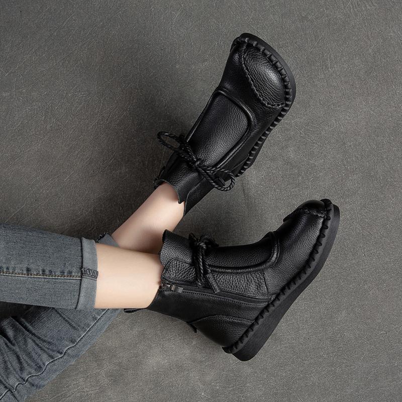 Women's Soft-Sole Chunky Heel Ankle Boots | Lace-Up | Microfiber Lining | Non-Slip Rubber Sole