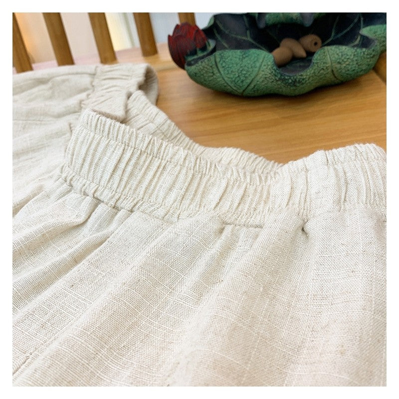 Elastic Waist Wide Leg Pants In Solid Color
