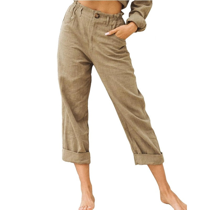 Relaxed Fit High-Waisted Casual Trousers
