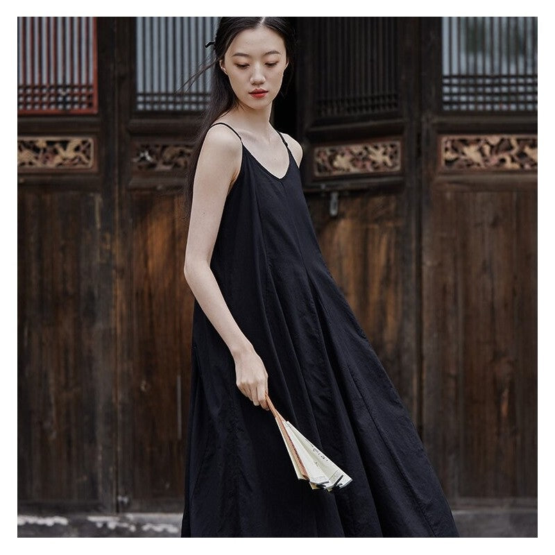 Enhanced Double Layer Swing Halter Dress in Solid Color