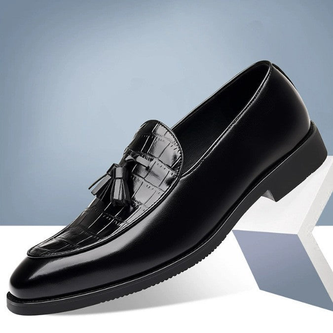 Men's Pointed-Toe Slip-On Dress Shoes | British Business-Casual PU Leather Loafers