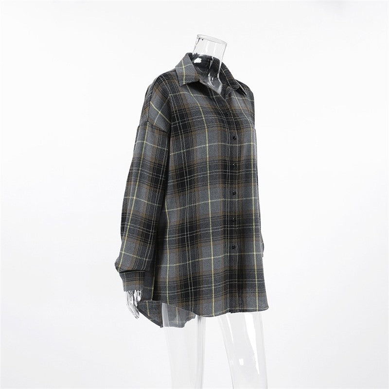 Relaxed Fit Plaid Long Sleeve Shirt