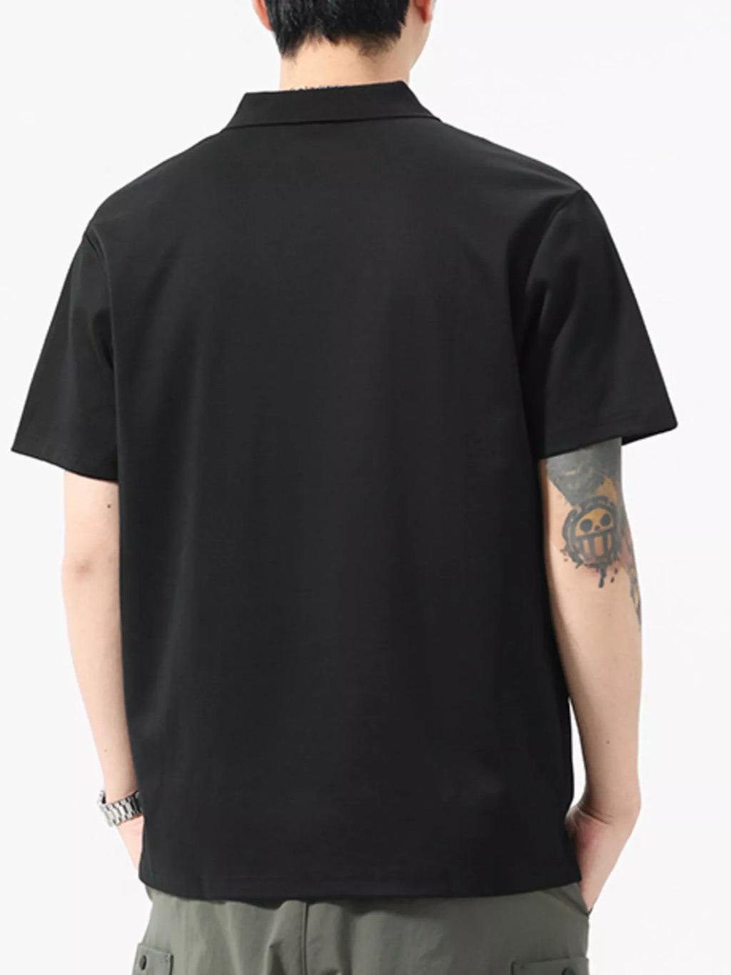 Men's Full Size Button Detail Short Sleeve Polo Plus Size