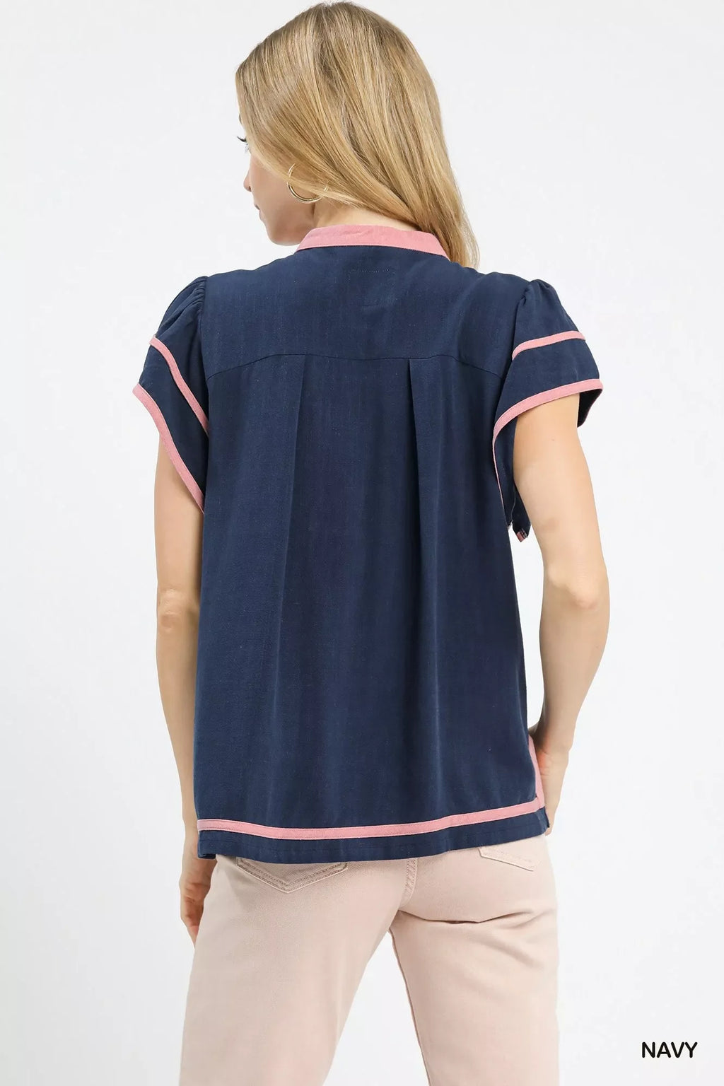 Linen Ruffle Sleeve Top