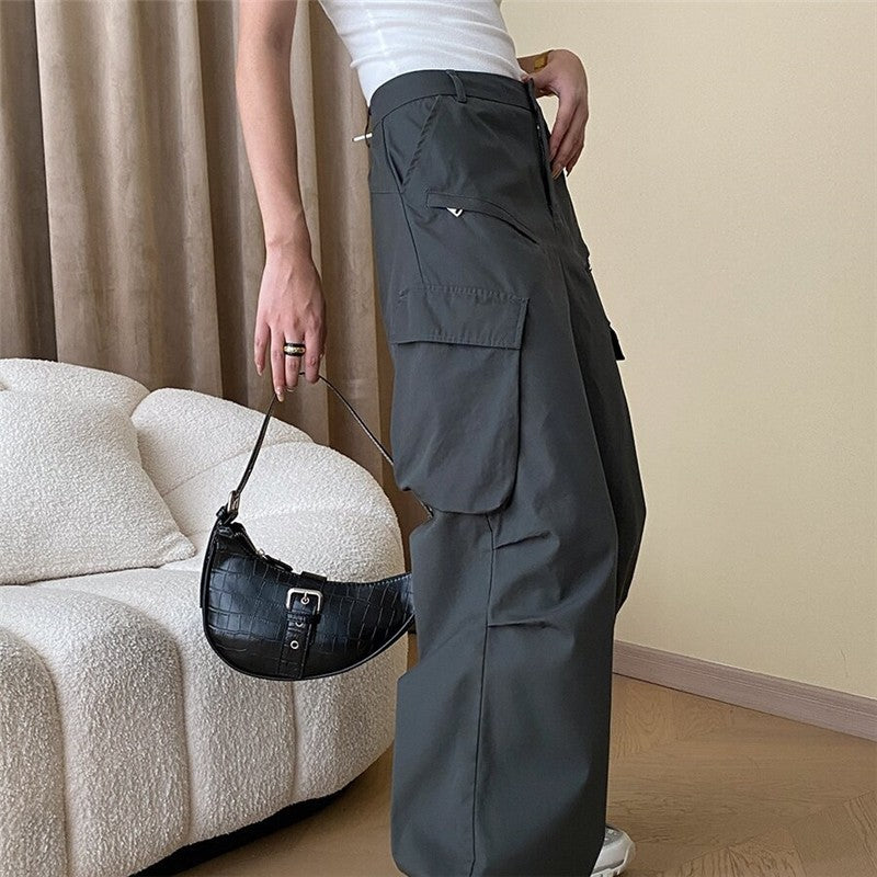 Wide Leg Pocketed Trousers in Solid Color