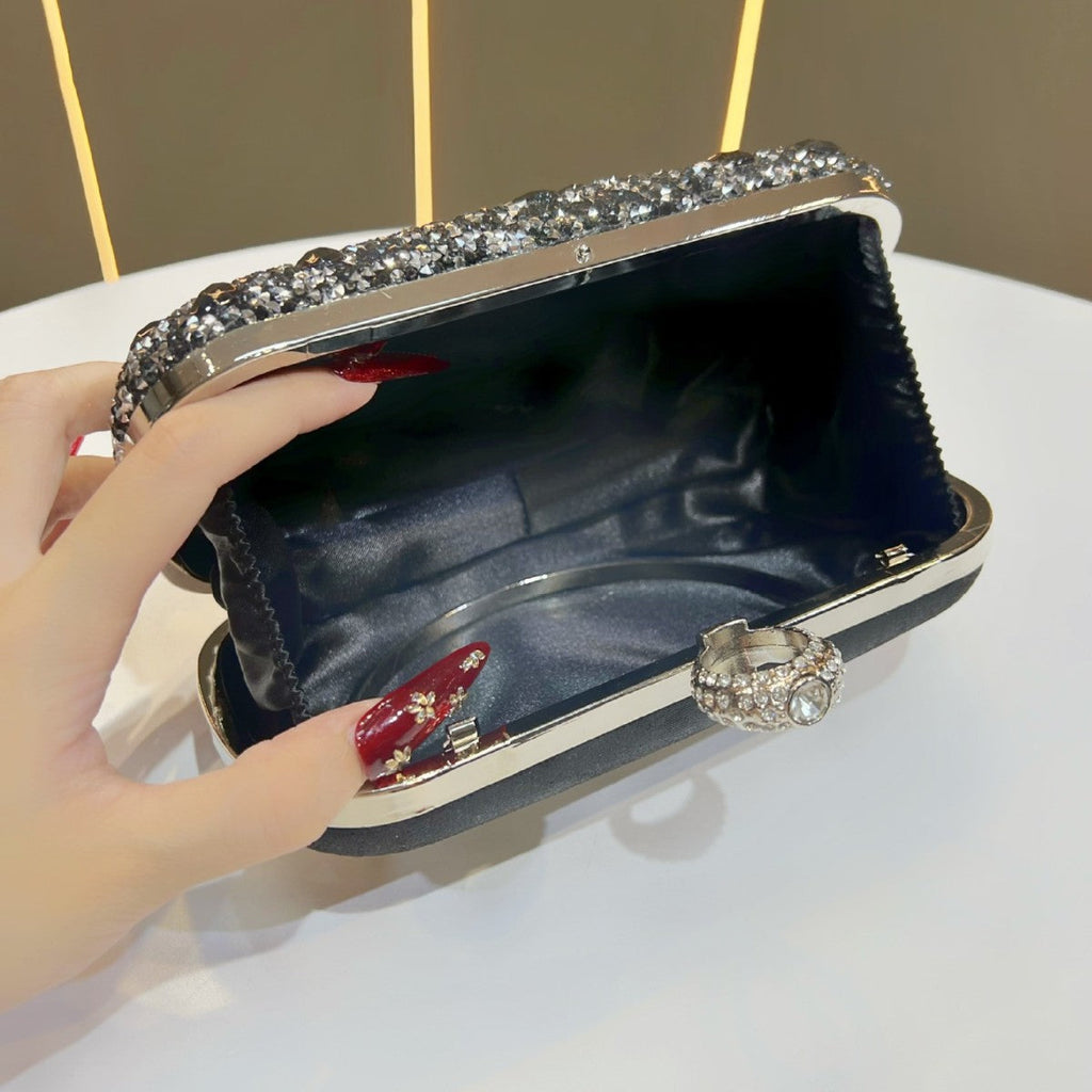 Women's Diamond Embellished Crossbody Clutch Bag | Chain Shoulder Bag