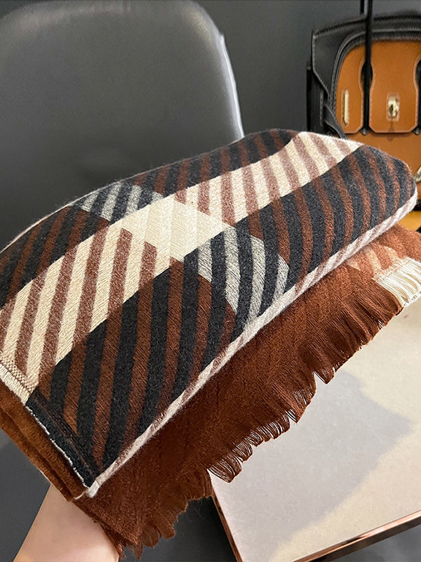 Urban Imitated Cashmere Stripped Warm Shawl&Scarf