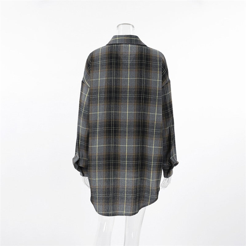 Relaxed Fit Plaid Long Sleeve Shirt