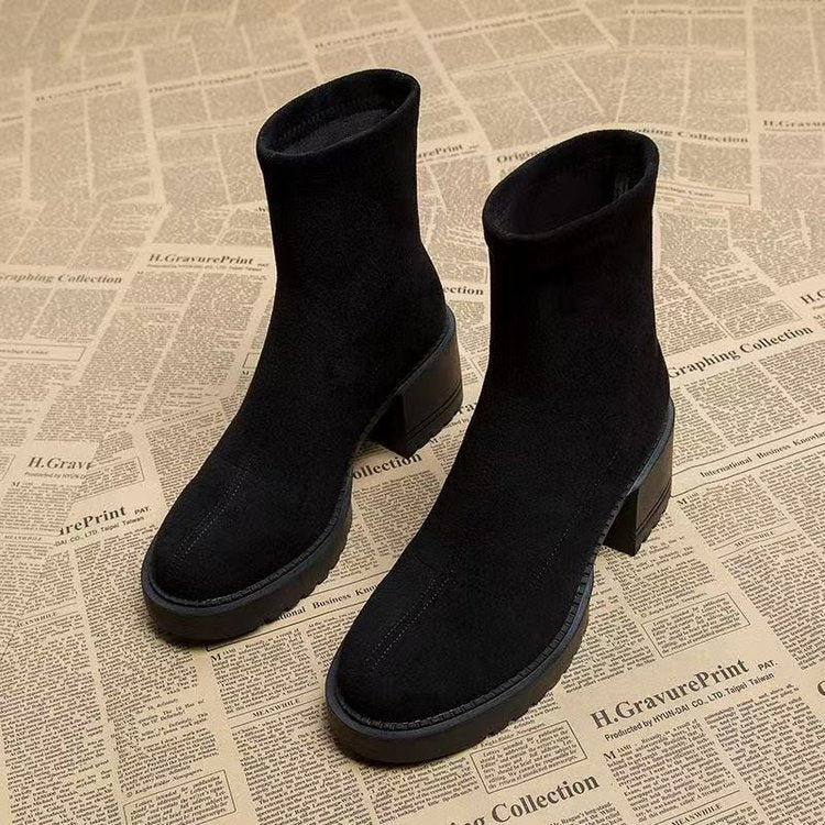 Women's Brown Heeled Ankle Boots – Cutout Back Zipper Mid Heel Booties for Petite Women