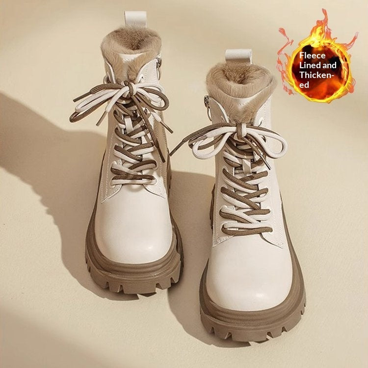 Women's Fleece-Lined Chunky Heel Dr. Boots | Sequin Mid-Calf Side Zipper