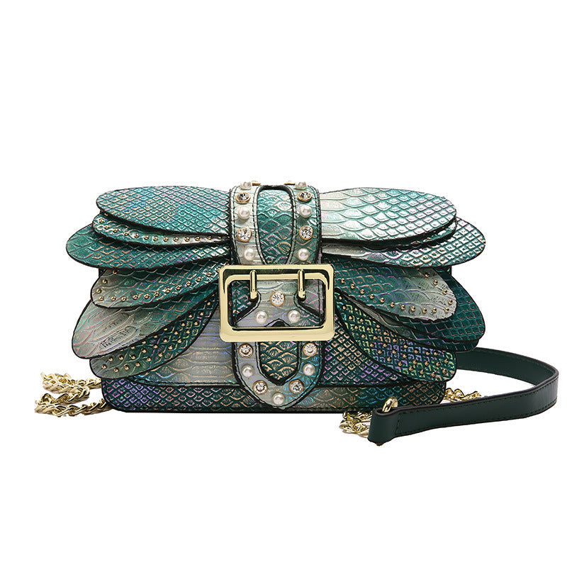 Studded Chain Shoulder Crossbody Bag for Women | PU Leather Streetwear Purse
