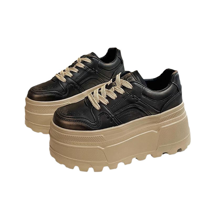 Women's Platform Sneakers Height Increasing Chunky Shoes White Black