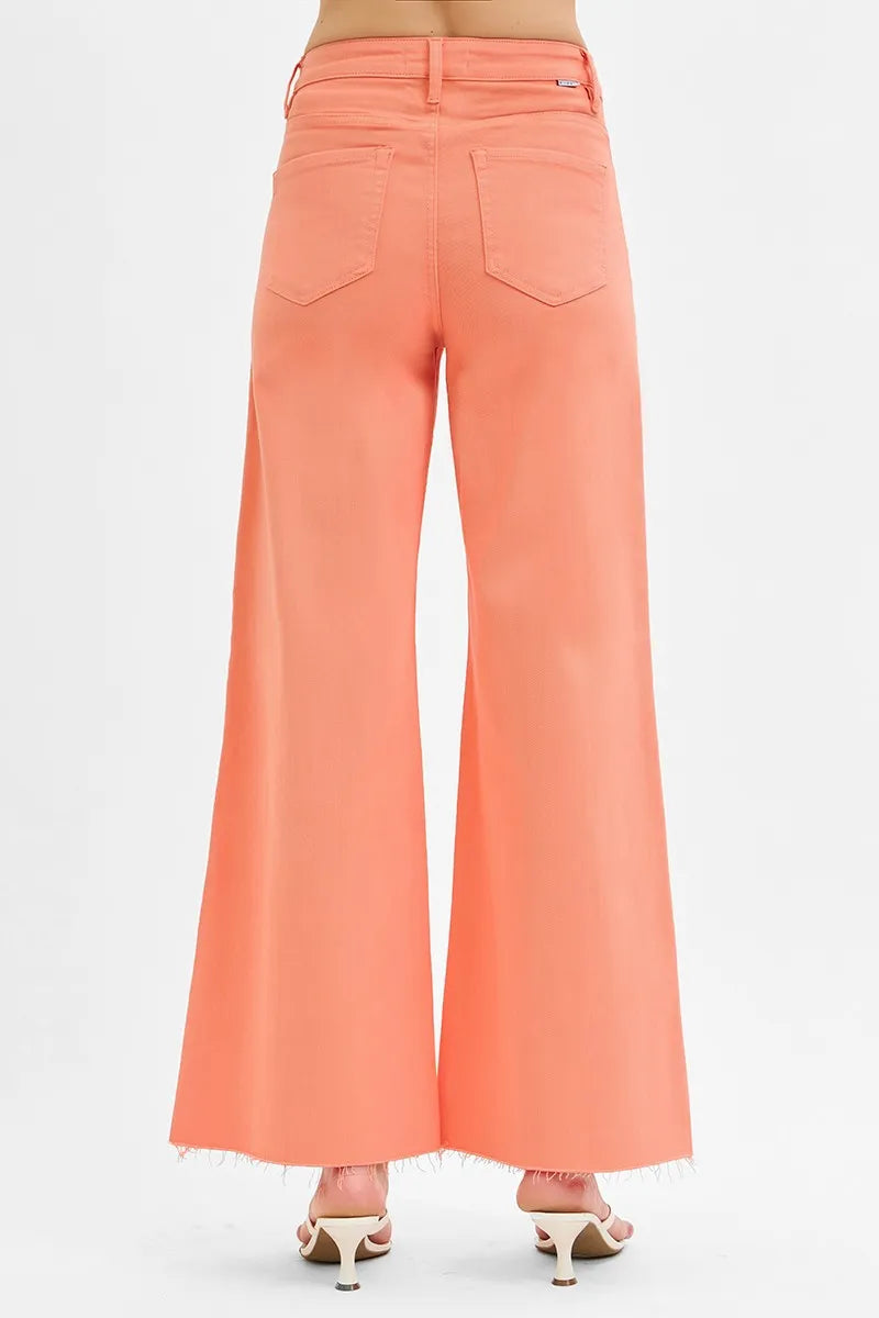 Full Size Tummy Control High Rise Wide Leg Palazzo Jeans Plus Size