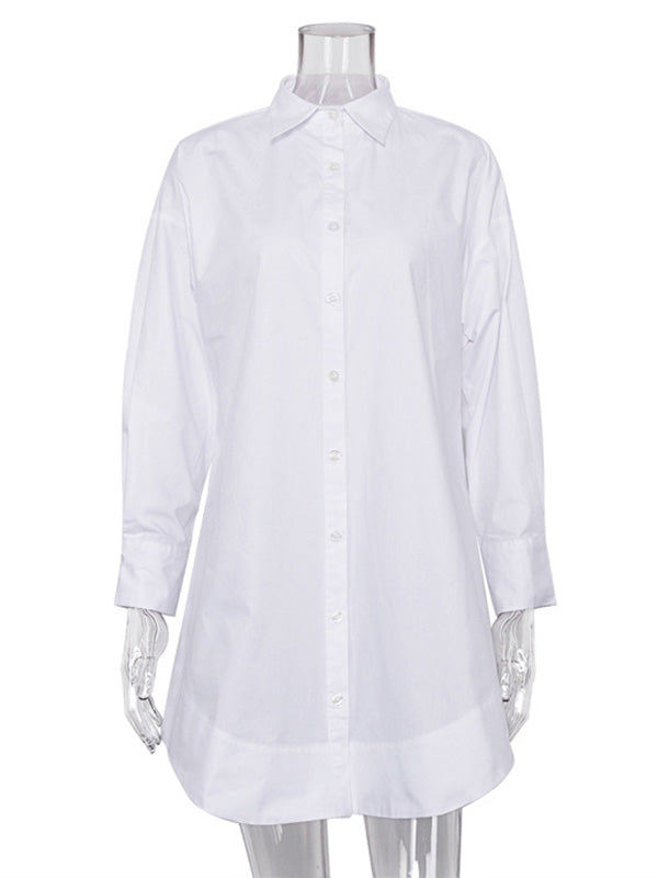 Casual Chic Oversized Long Sleeve Shirt Dress