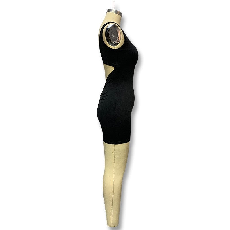 Solid Color Backless One-Shoulder Sleeveless Jumpsuit
