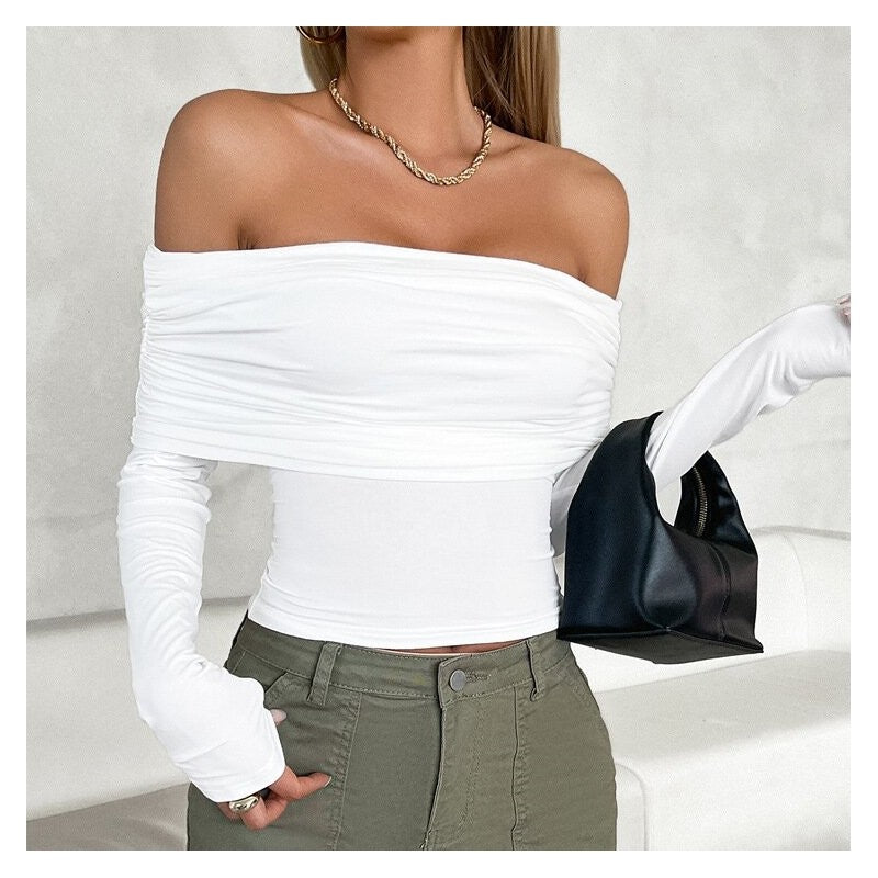One-Shoulder Casual Pullover Top in Solid Color