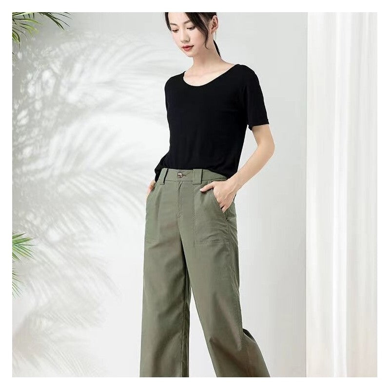 High-Rise Relaxed Fit Cropped Straight-Leg Pants