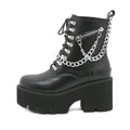 Women's Mid-Calf Western Boots With Metal Chain Detail | Chunky Heel Side Zipper