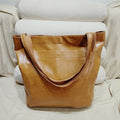High-Capacity Soft Leather Tote Bag with Multiple Pockets