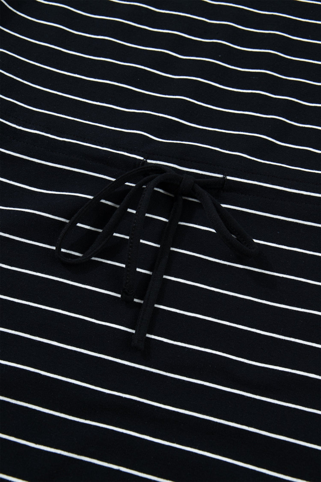 Black Stripe Drawstring Tunic Tank Mini Dress with Pockets