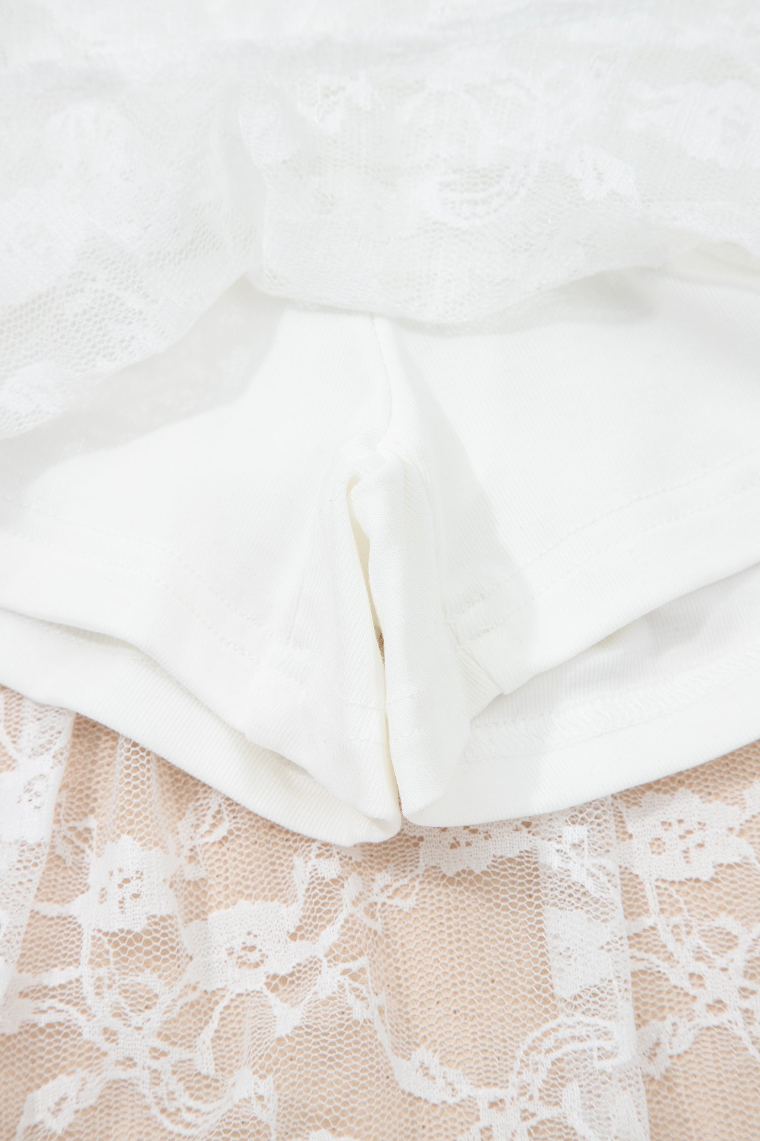 White Sheer Lace Frilly Ruffles High Low Long Skirt