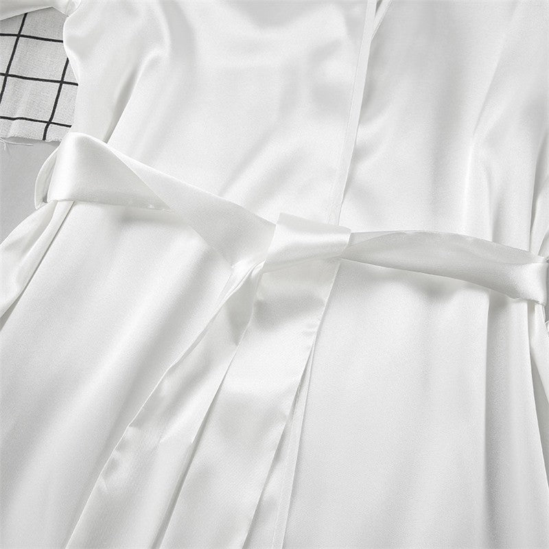 Lace Patchwork Nightdress and Robe Set with Adjustable Straps - Elegant Loungewear