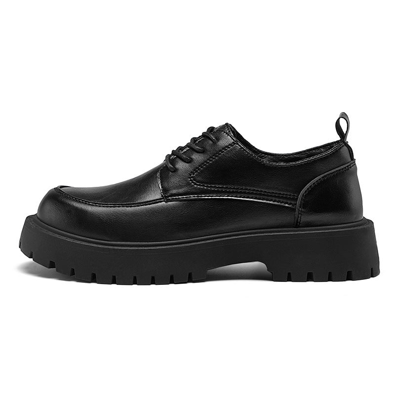 Men's British-Style Dress Shoes | Soft PU Leather Round Toe Height-Increasing Casual Shoes