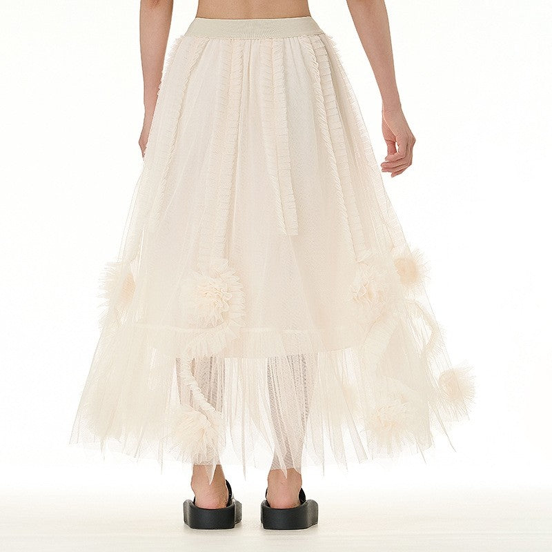 Oversized Solid Mesh Skirt