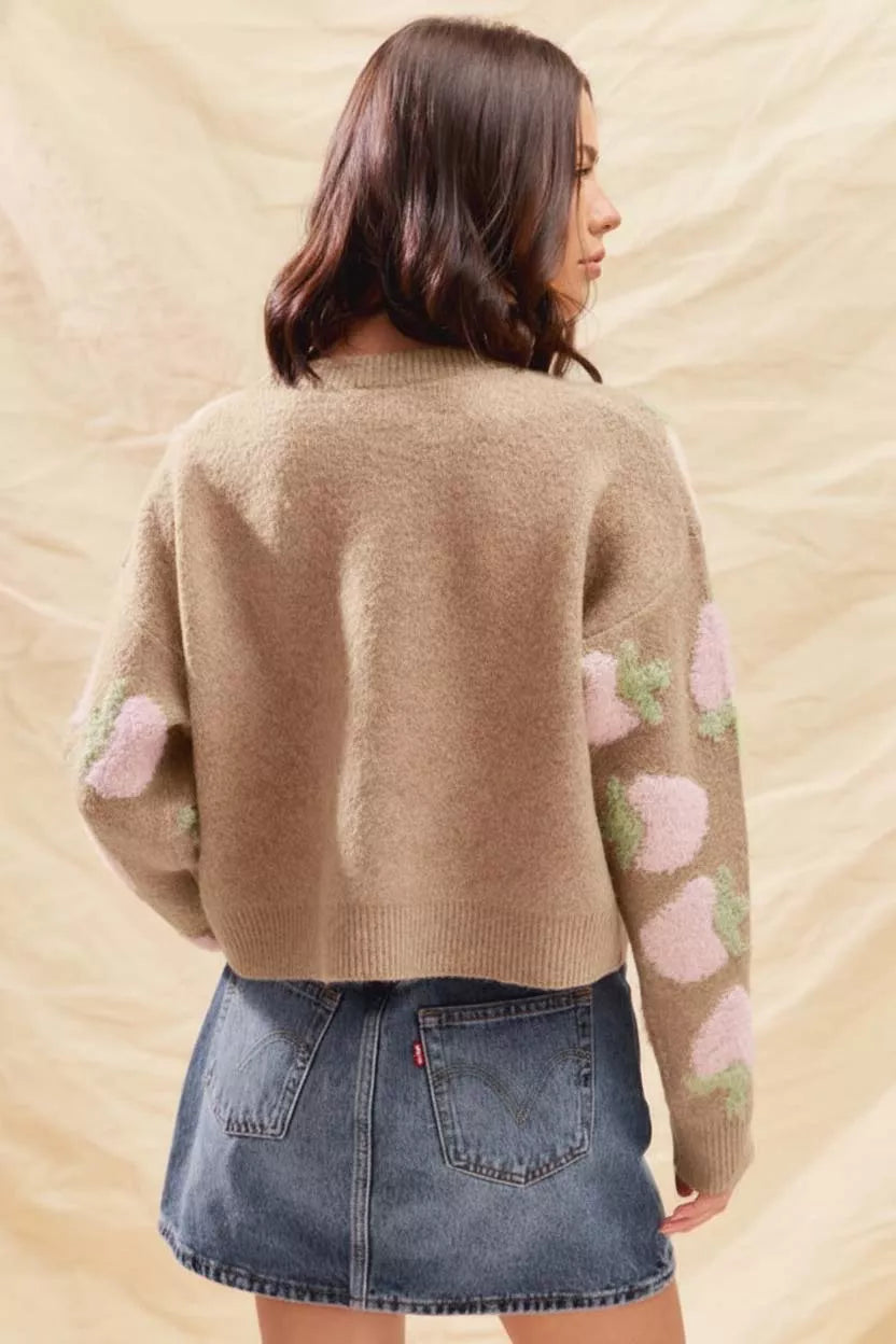 Strawberry Fruit All Over Button Sweater Cardigan