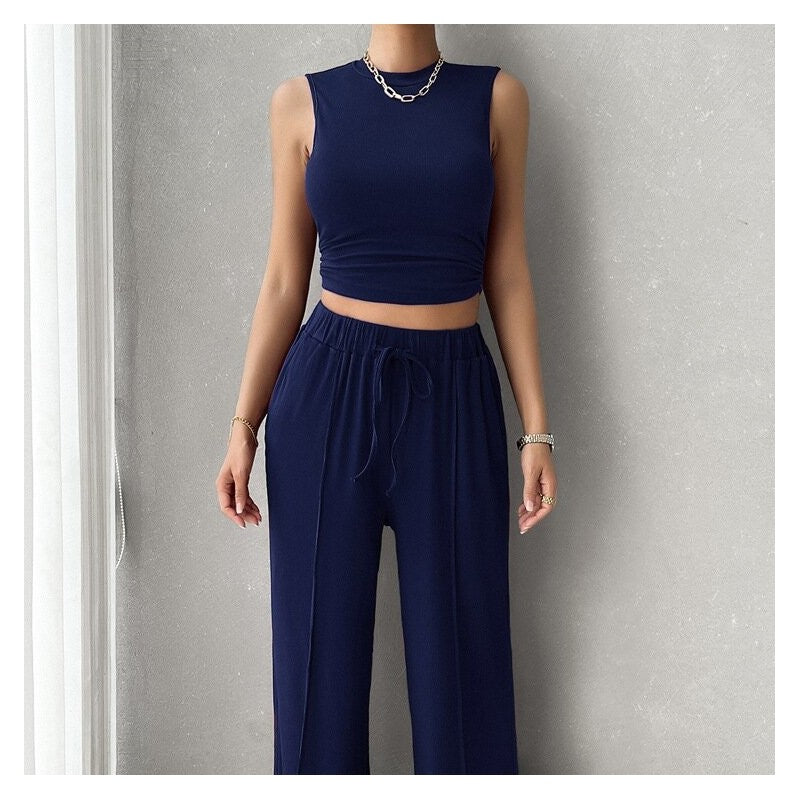 Sleek Sleeveless Top and Long Pant Set