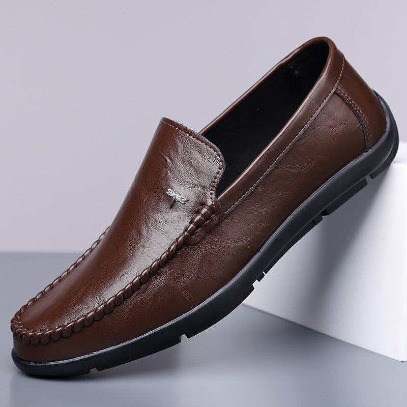 Men's Genuine Leather Slip-On Loafers | Breathable Suede Casual Shoes with Non-Slip Rubber Sole