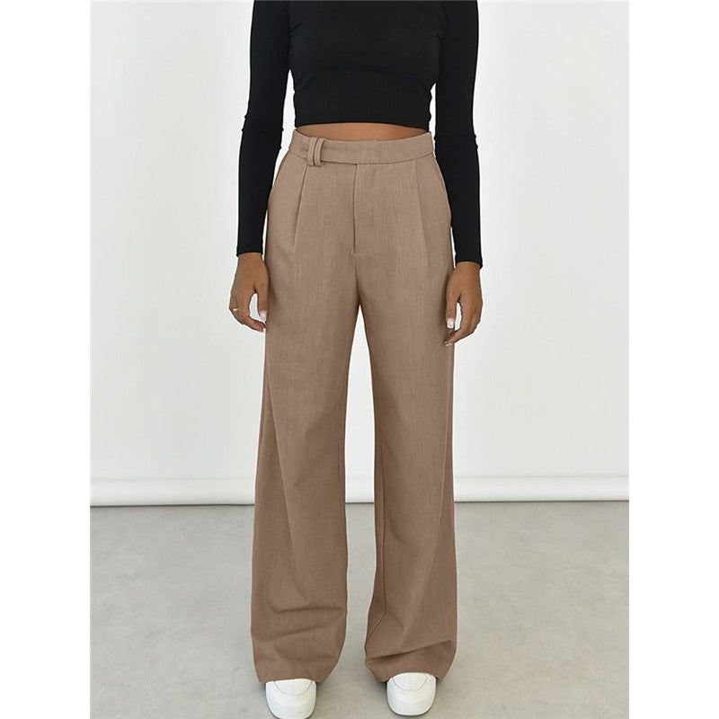 High Waisted Wide Leg trousers in Solid Color