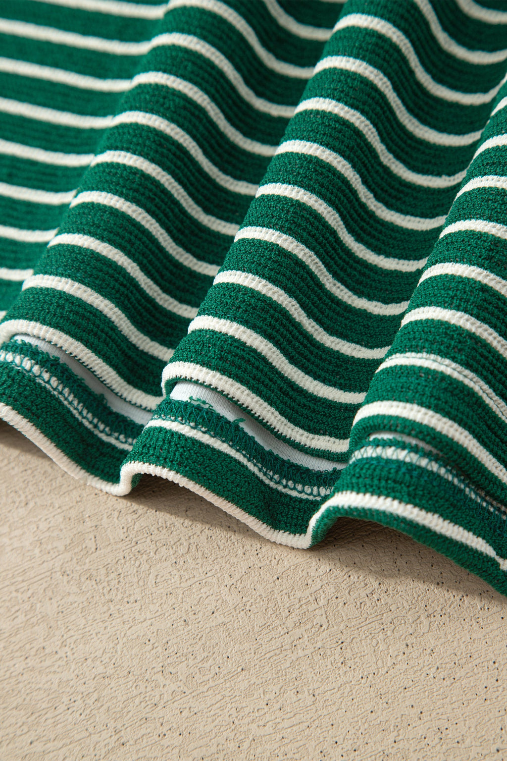 Green Stripe Contrast Print Color Block Detail Relaxed Tee