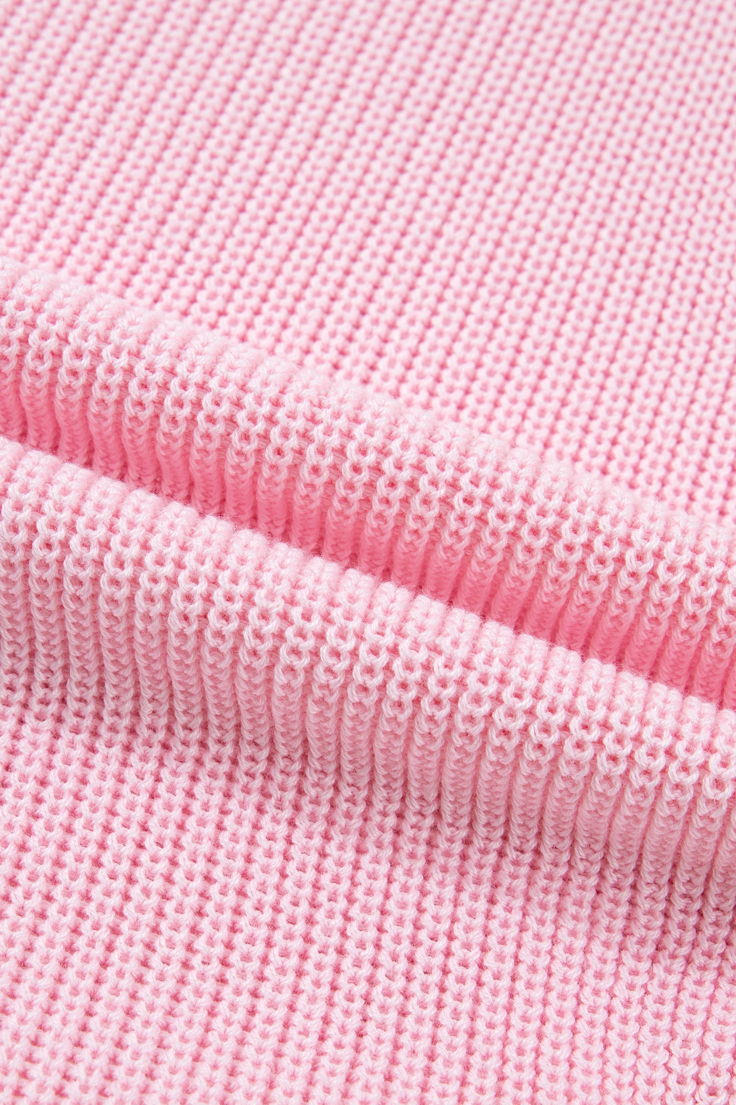 Pink Solid Color Knit V Neck Button Front Sweater Vest