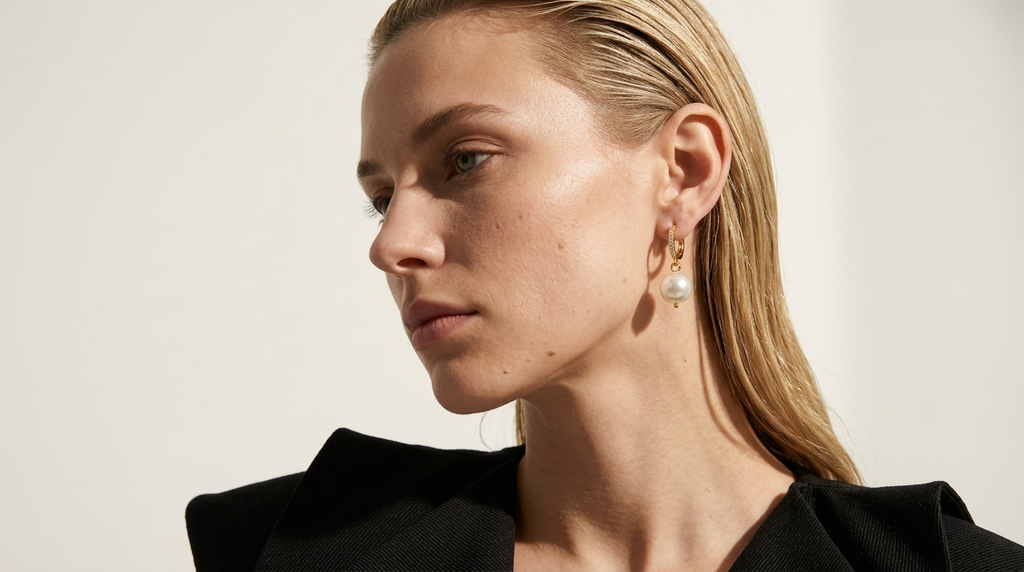 Pearl Hoop Earrings ~ Ivy
