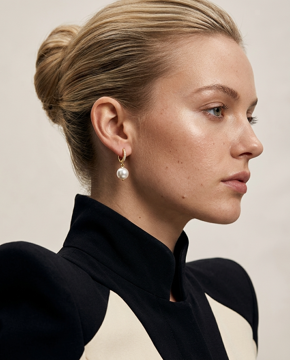 Pearl Hoop Earrings ~ Ivy