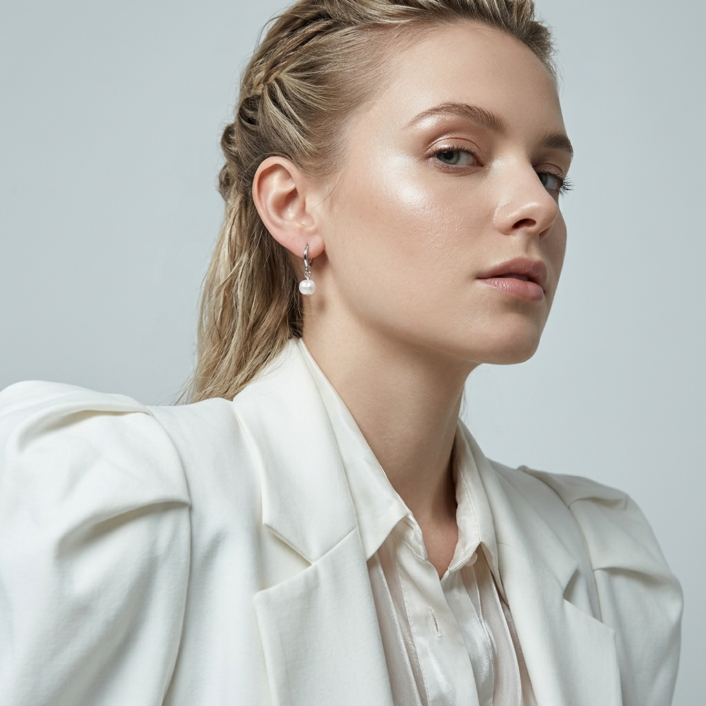 Milán Pearl Huggie Hoops